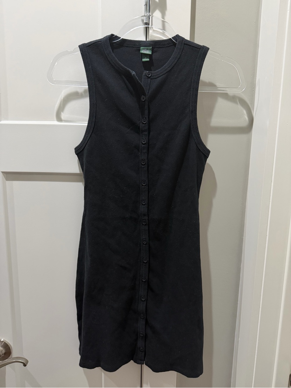 Wild Fable Black Ribbed Button-Front Sleeveless Mini Dress - Size M